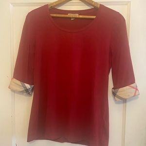 Burberry Red 3/4 sleeve shirt